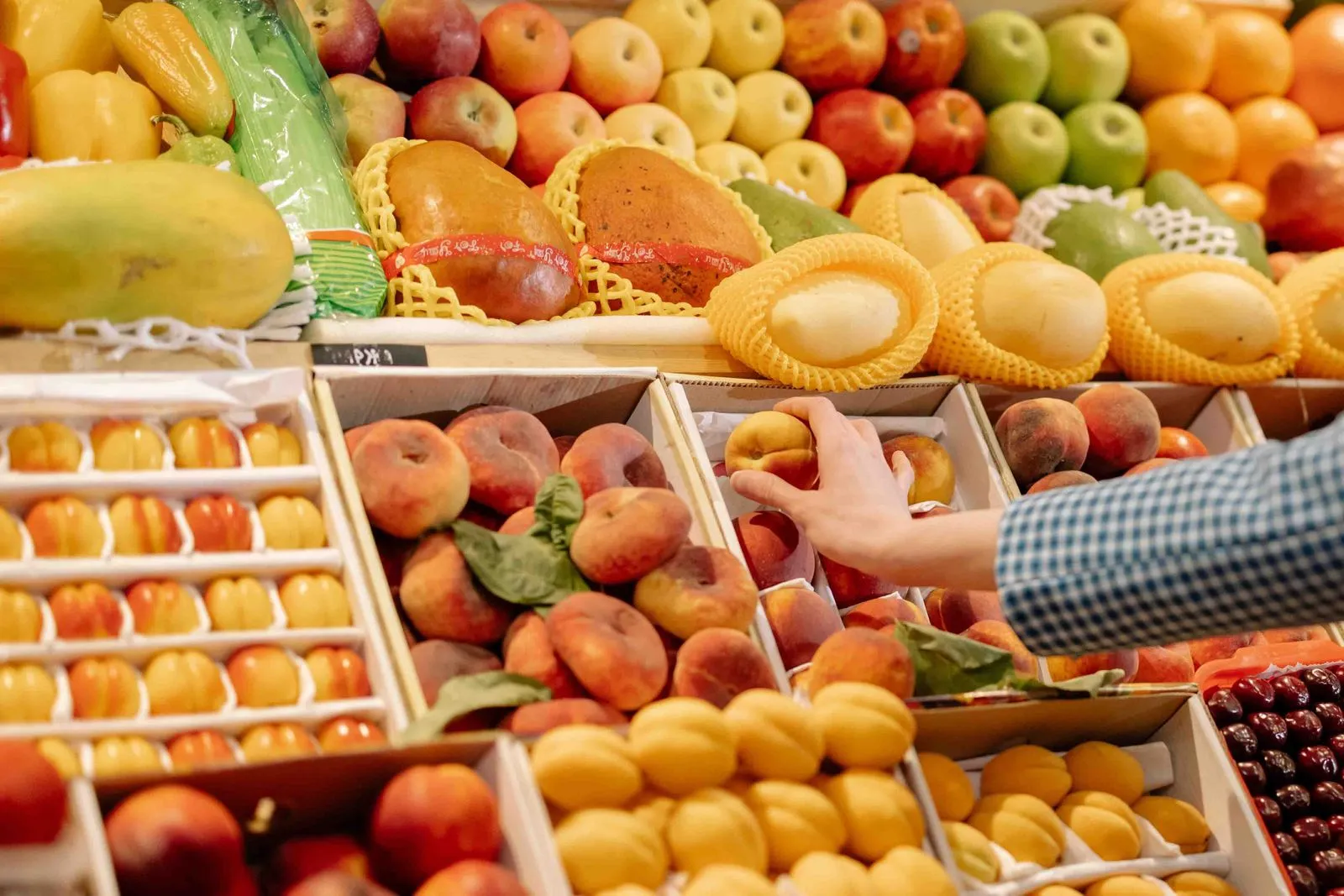 Crates of fresh fruit and vegetables imported from Turkiye